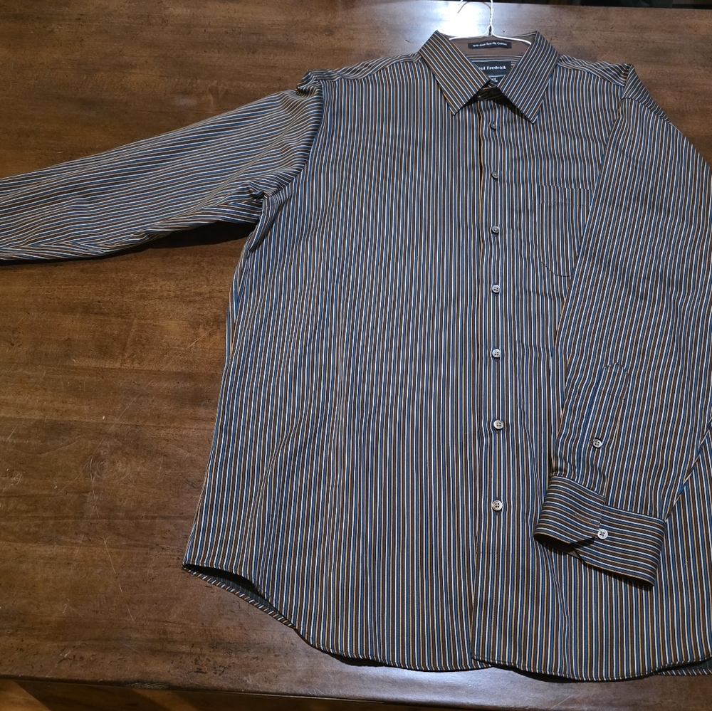 Paul Fredrick Multicolor Striped Dress Shirt 17.5/34